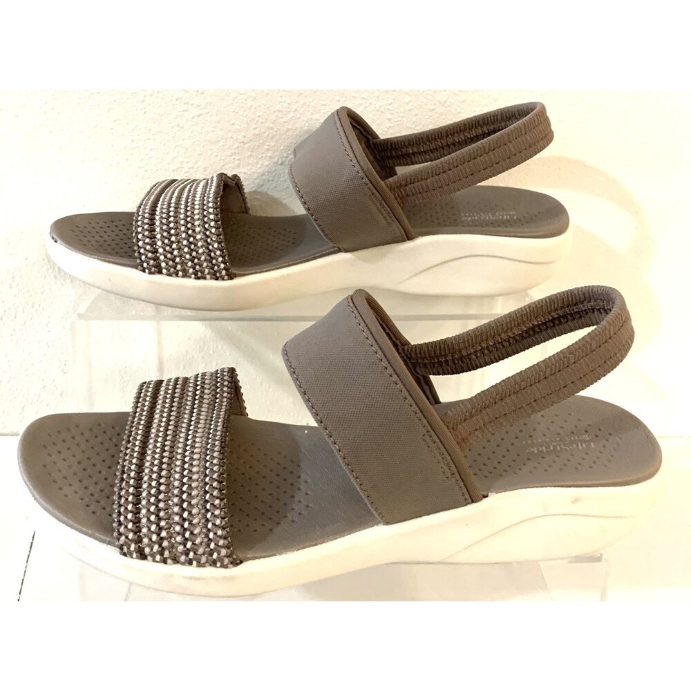 Lifestride with Bzees Air Step Sandals Brown 8.5M Fabric Uppers Gently Used